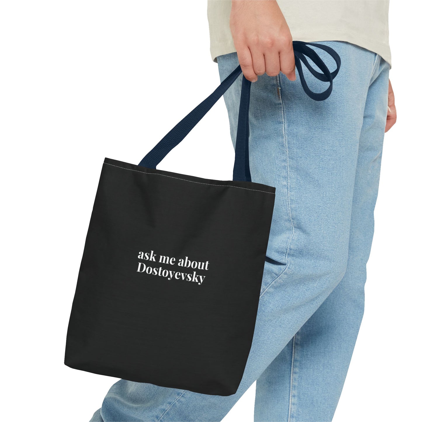 Ask Me About Dostoyevsky Black Tote Bag